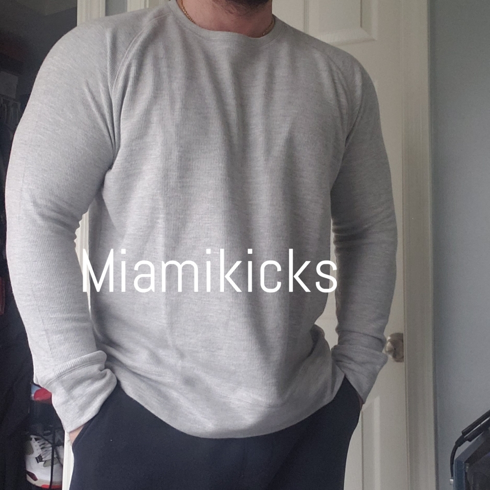 Banana Republic Men’s Waffle Crew Mid-Weight Sweatshirt Gray NEW